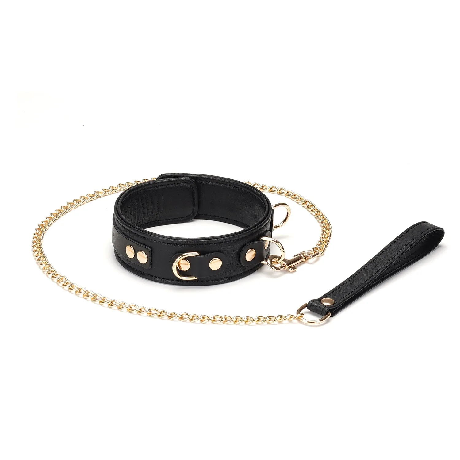 Dark Secret: Collare in pelle con guinzaglio a catena