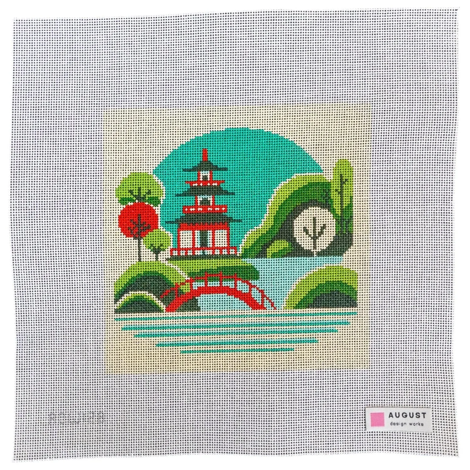 Stitching the Red Pagoda 18 Mesh Canvas: Tips and Techniques