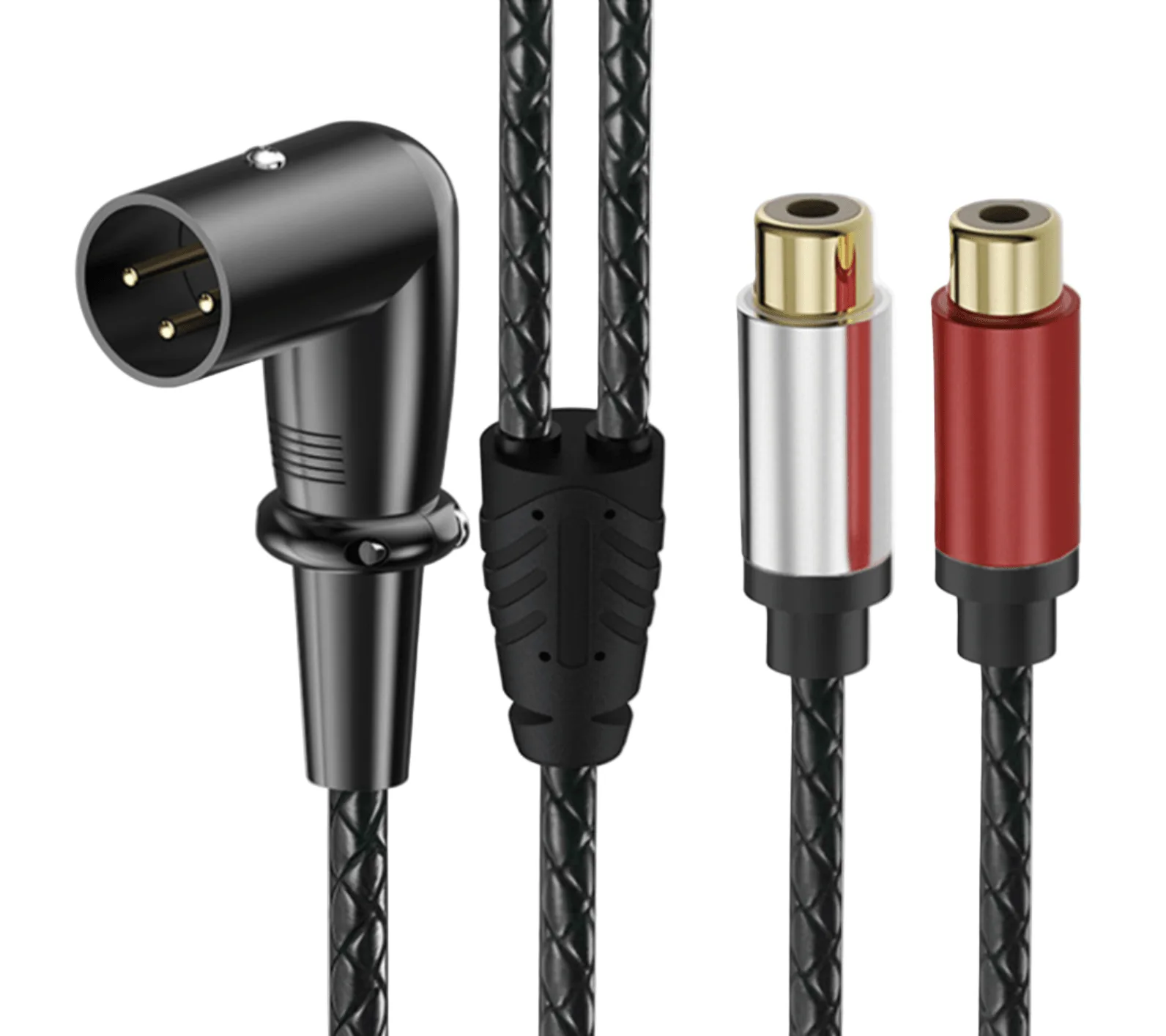 Cavo Adattatore XLR Angolato Maschio a Doppia RCA Femmina – Splitter a Y a 3 Pin per Mixer e Hi-Fi