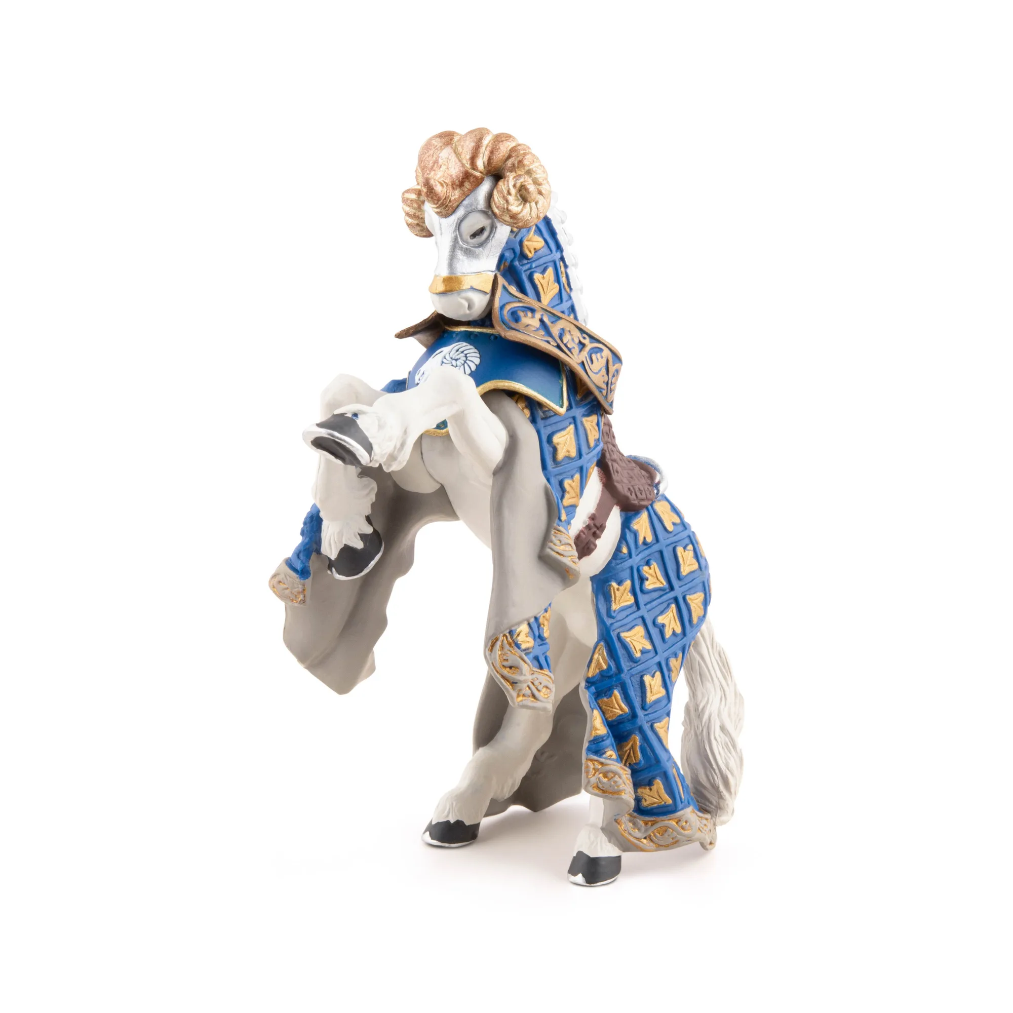 Figur Pferd des Waffenmeisters mit Widderhelm: Ein Ritter für Sammler