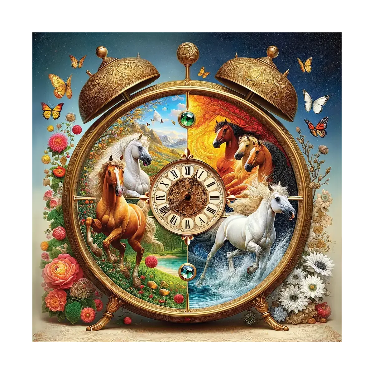 Clock Horses 250 Wooden Puzzle