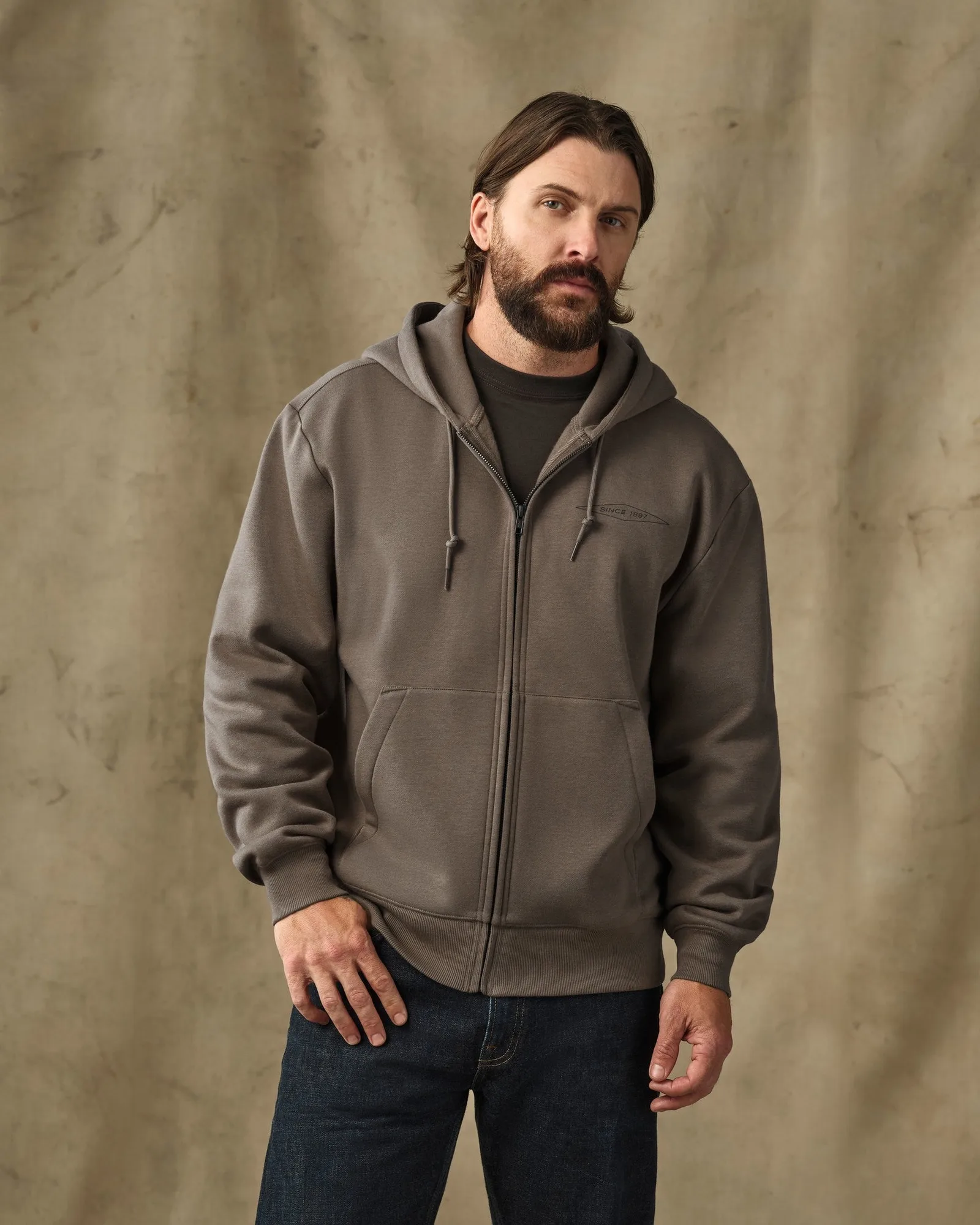 Diamond Graphic Full-Zip Hoodie - Falkenbraun