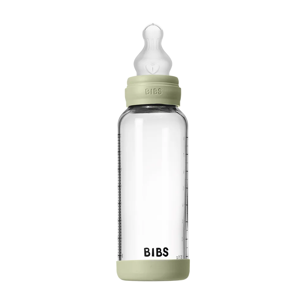 Baby Glass Bottle Set 240ml Silicone - Sage