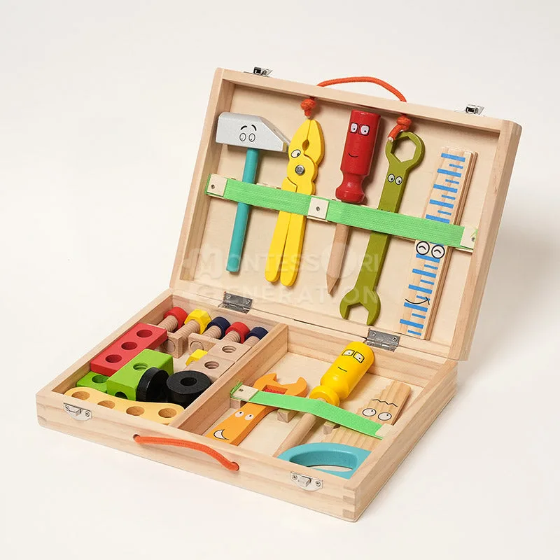 Caisse à outils Montessori en bois : premiers jeux d'outils sécurisés pour les tout-petits
