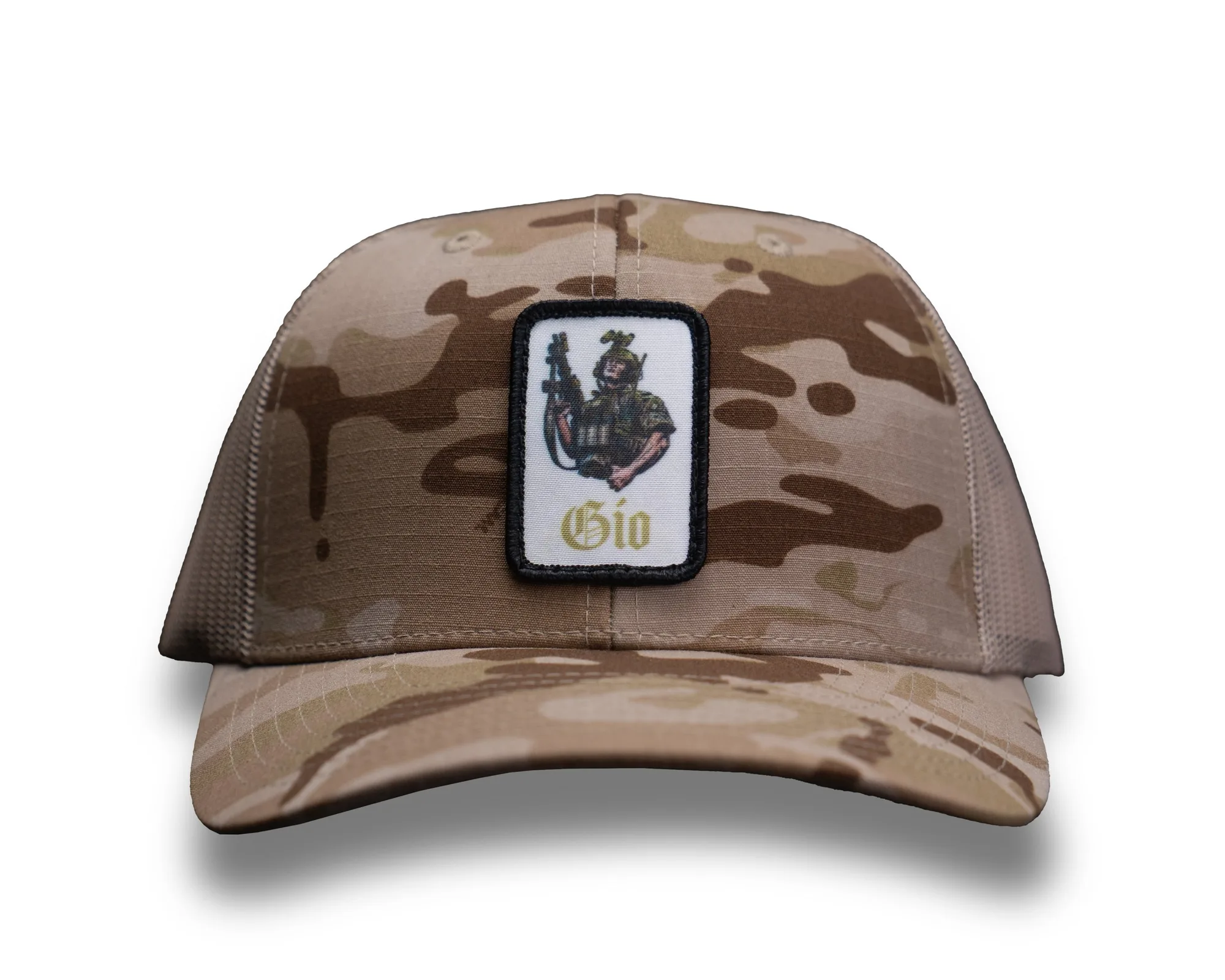 Gio Print Patch - Multicam Camo Trucker Cap w/ Tan Mesh