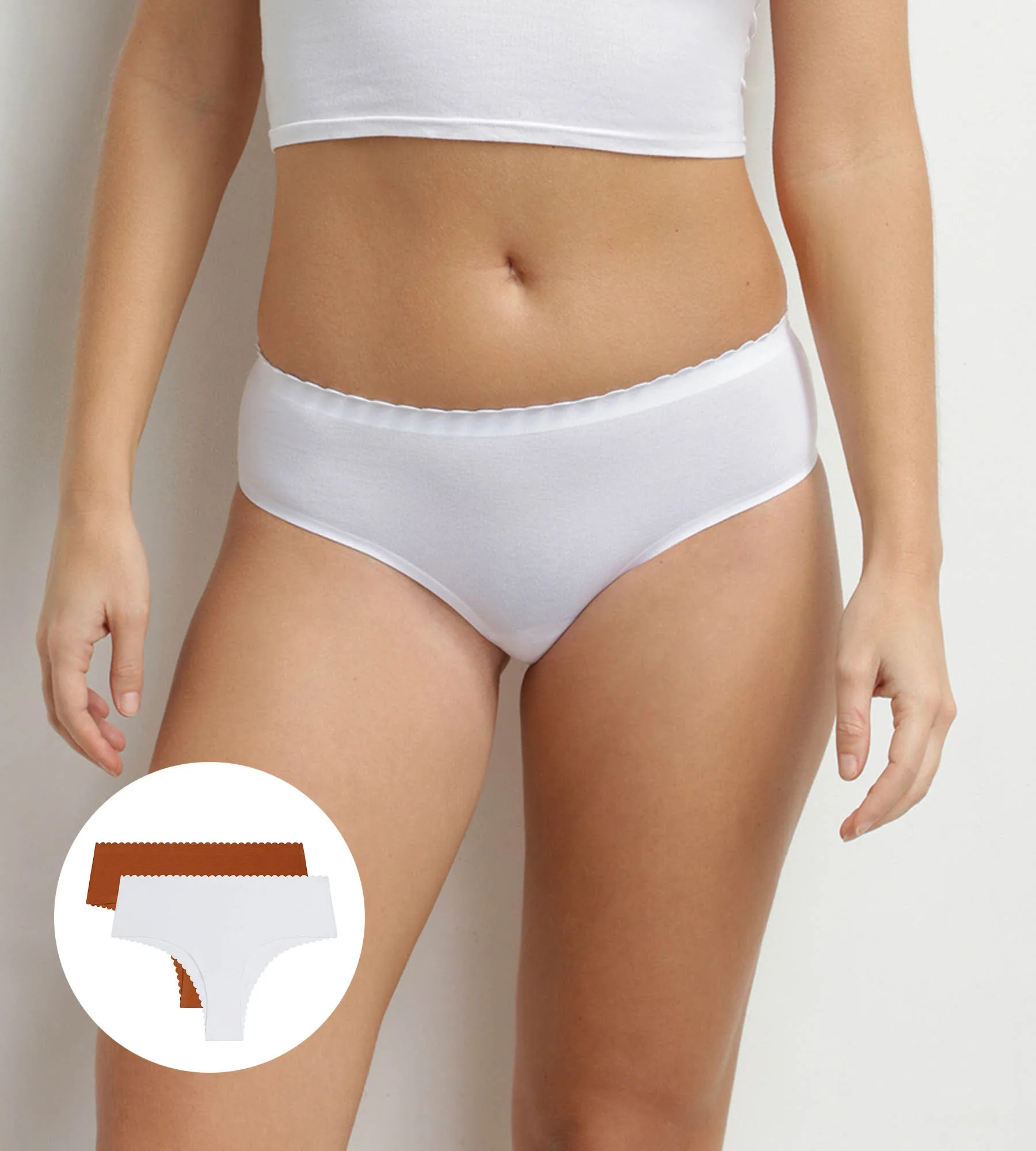 Lote de 2 tangas Body Touch de algodón Dim en blanco y terracota