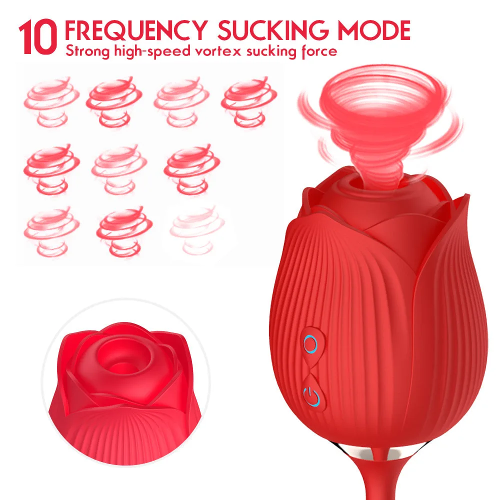 Female G-spot Vibrator, Rose Double Head Vibrator, Three In One Vibration Masturbator With 10 Vibration Suction And Tapping Modes, Suitable For Female Or Couple Sex Toys