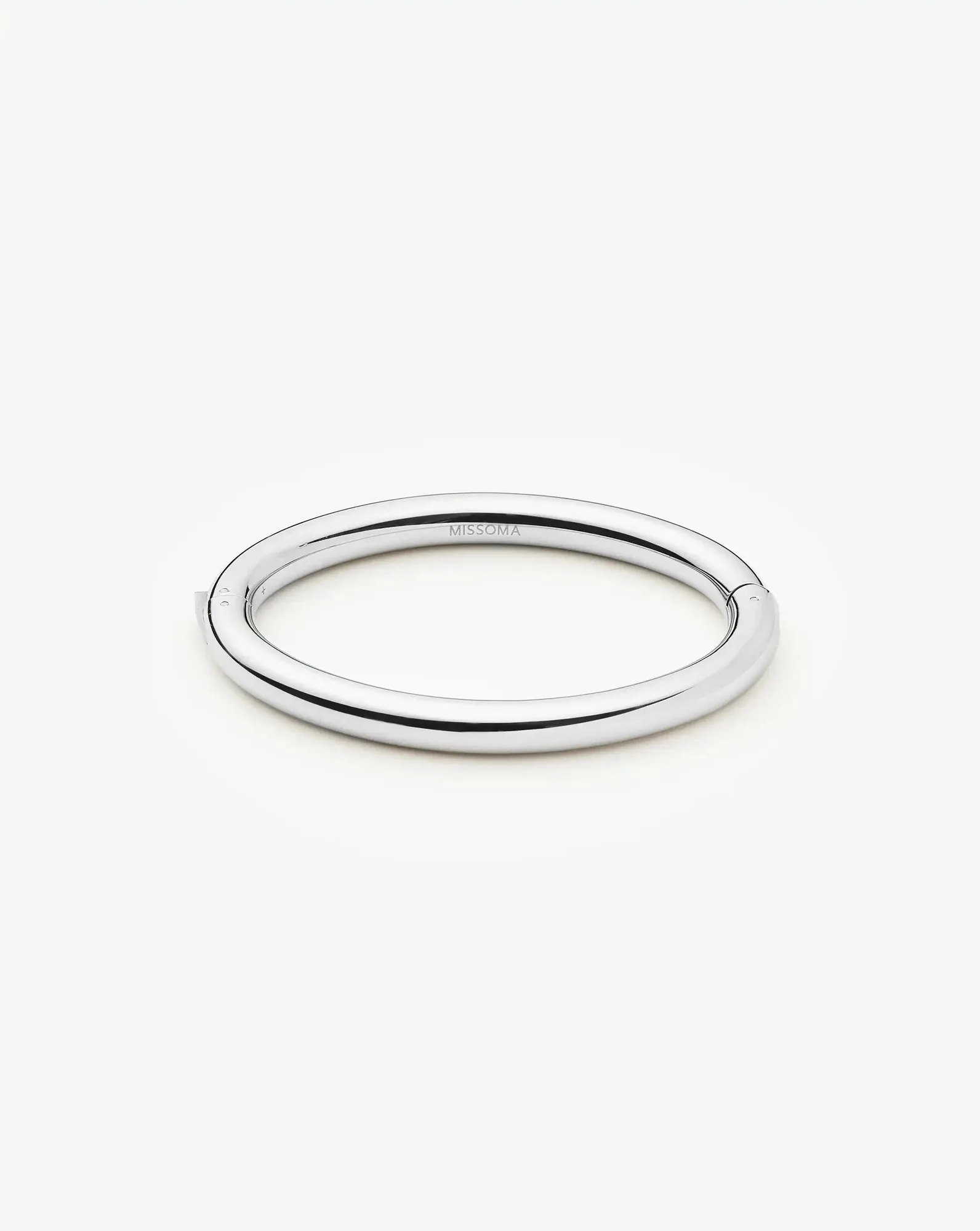 Pulseira Rígida Redonda Grossa | Banhada a Platina