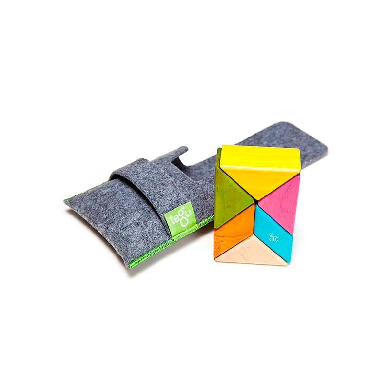 Pocket Pouch Prism Magnetic Wooden Blocks 6 pieces