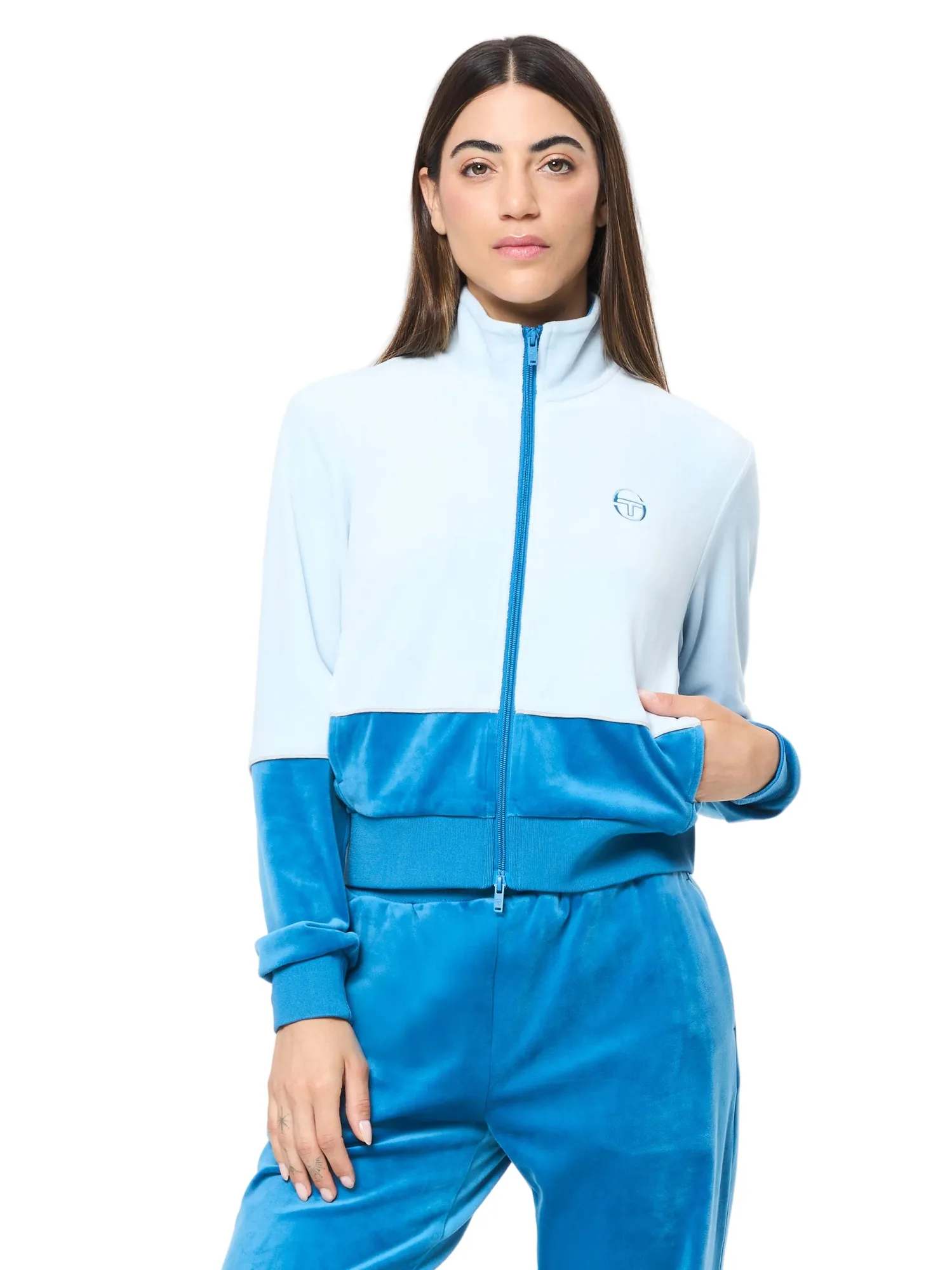 Chaqueta deportiva Lina Velour - Azul bebé