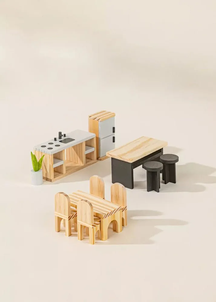 Cómo elegir un set de muebles de cocina de madera para casa de muñecas