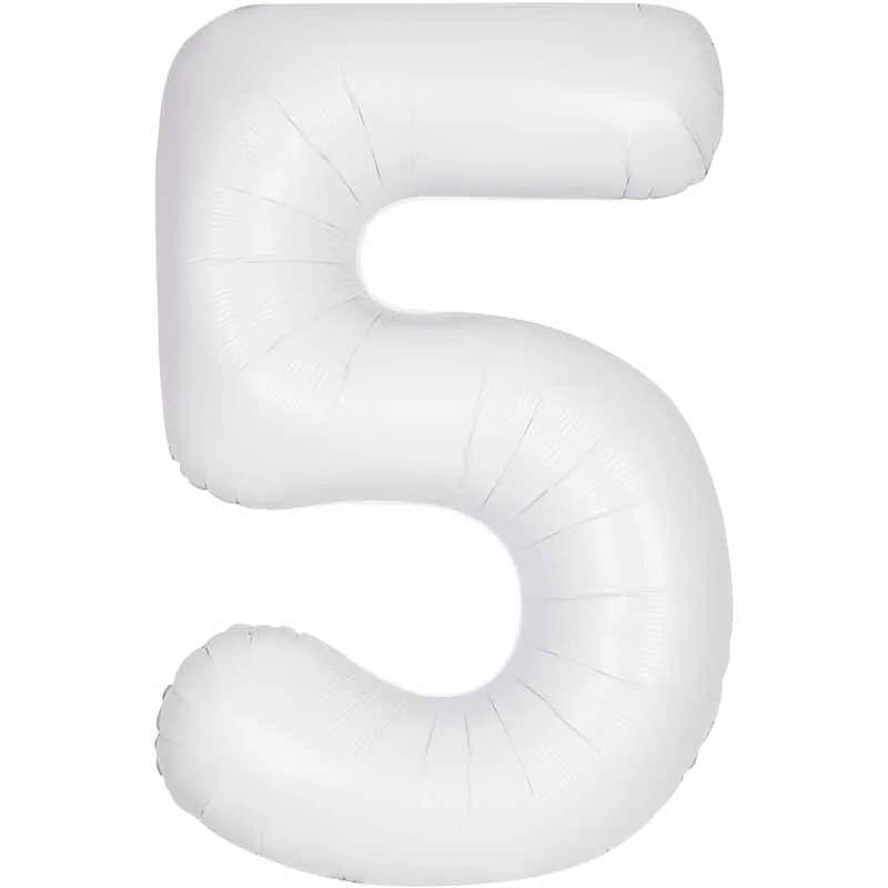 Ballon en aluminium numéro 5 - Blanc mat 34 pouces