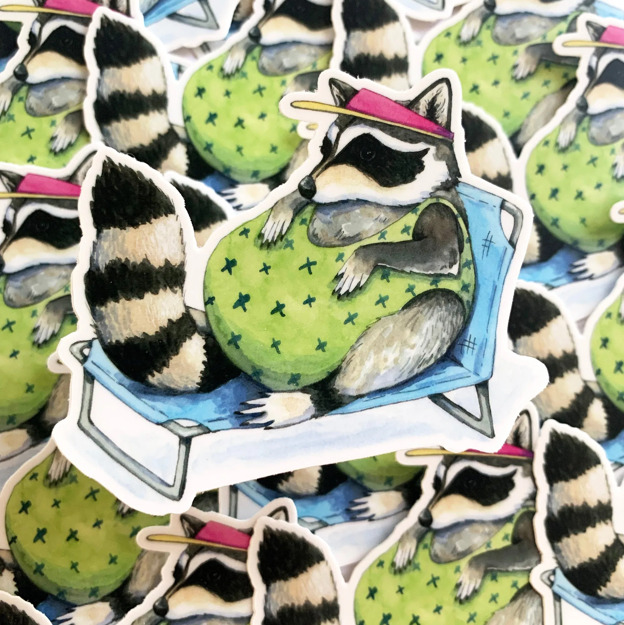 Raccoon in Swimsuit Vinyl Die Cut Weatherproof Sticker