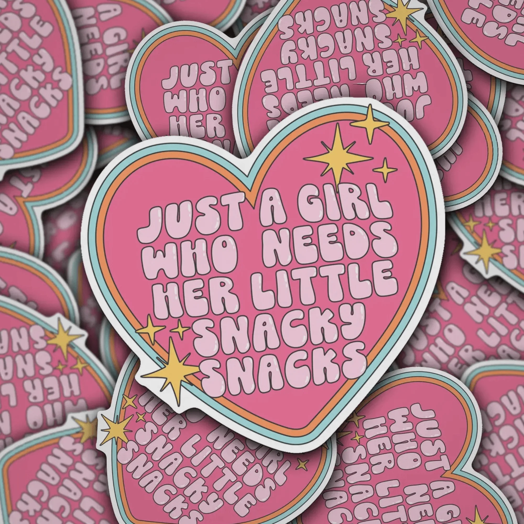 Just a Girl Who Needs Her Snacky Snacks Waterproof Vinyl Sticker