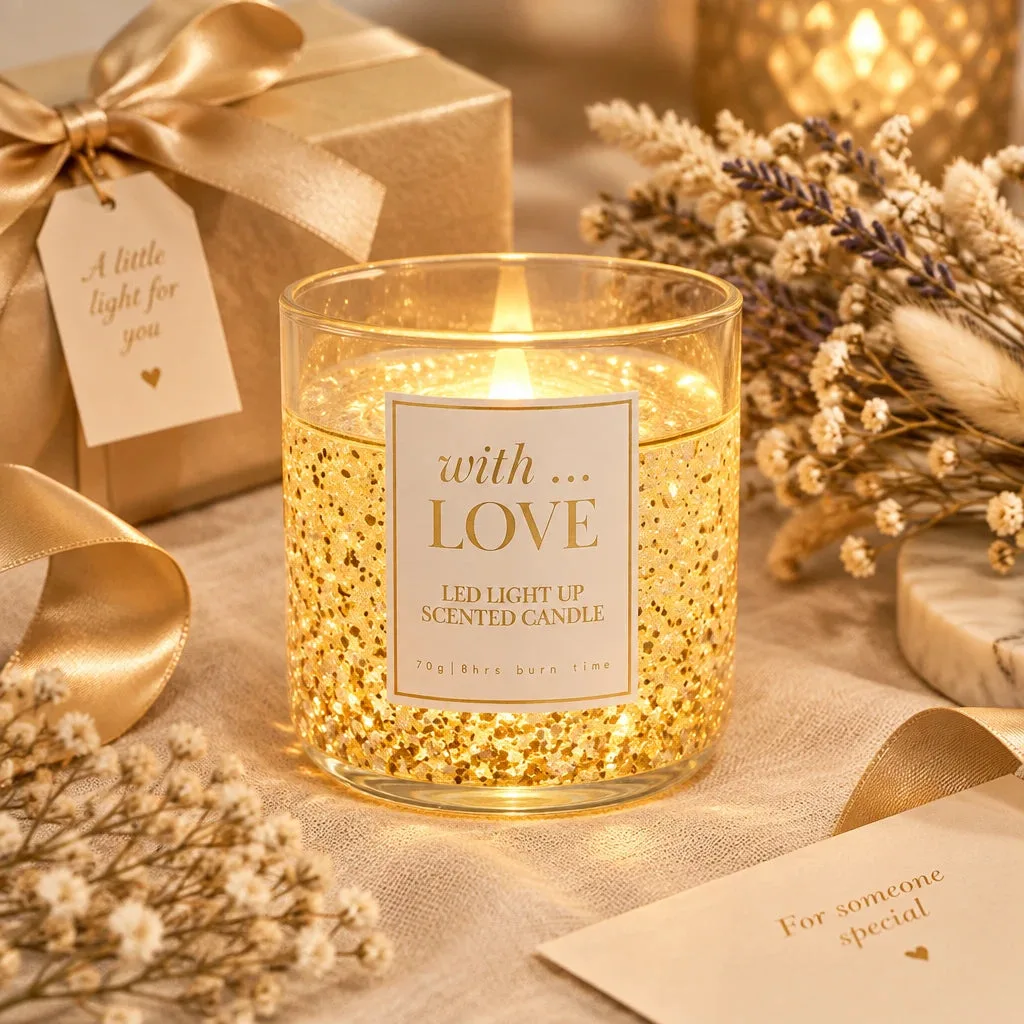 With Love LED Light-Up Scented Candle - 70g