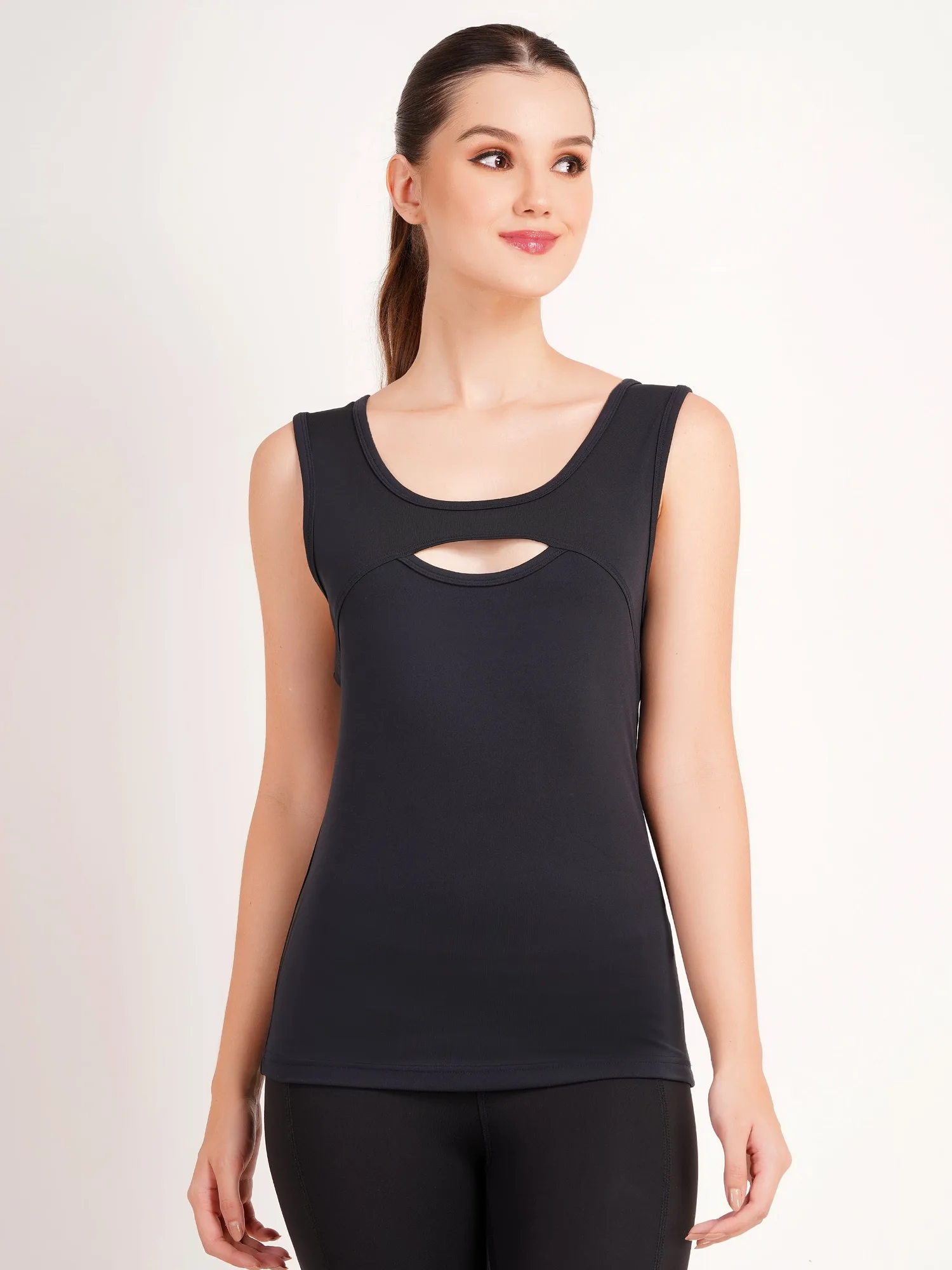 Keyhole Cutout Tank Styling for Layered Looks