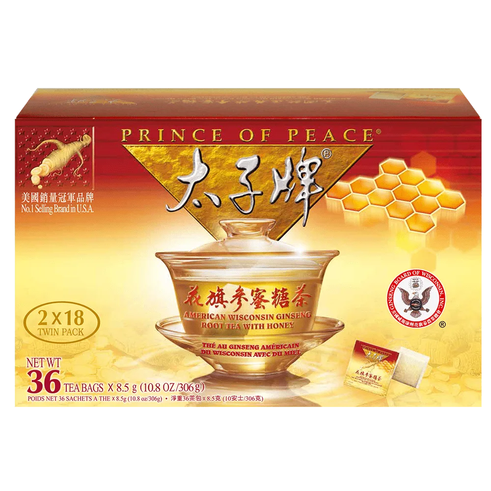 Prince of Peace Teh Akar Ginseng Amerika dengan Madu, Paket Ganda (2 kotak X 18 kantong teh)