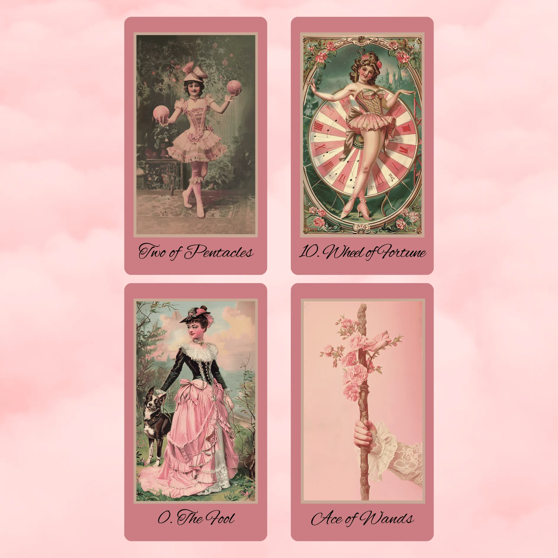 Victorian Muse Tarot 🎀 A pastel-pink tarot deck of antique elegance and burlesque whimsy