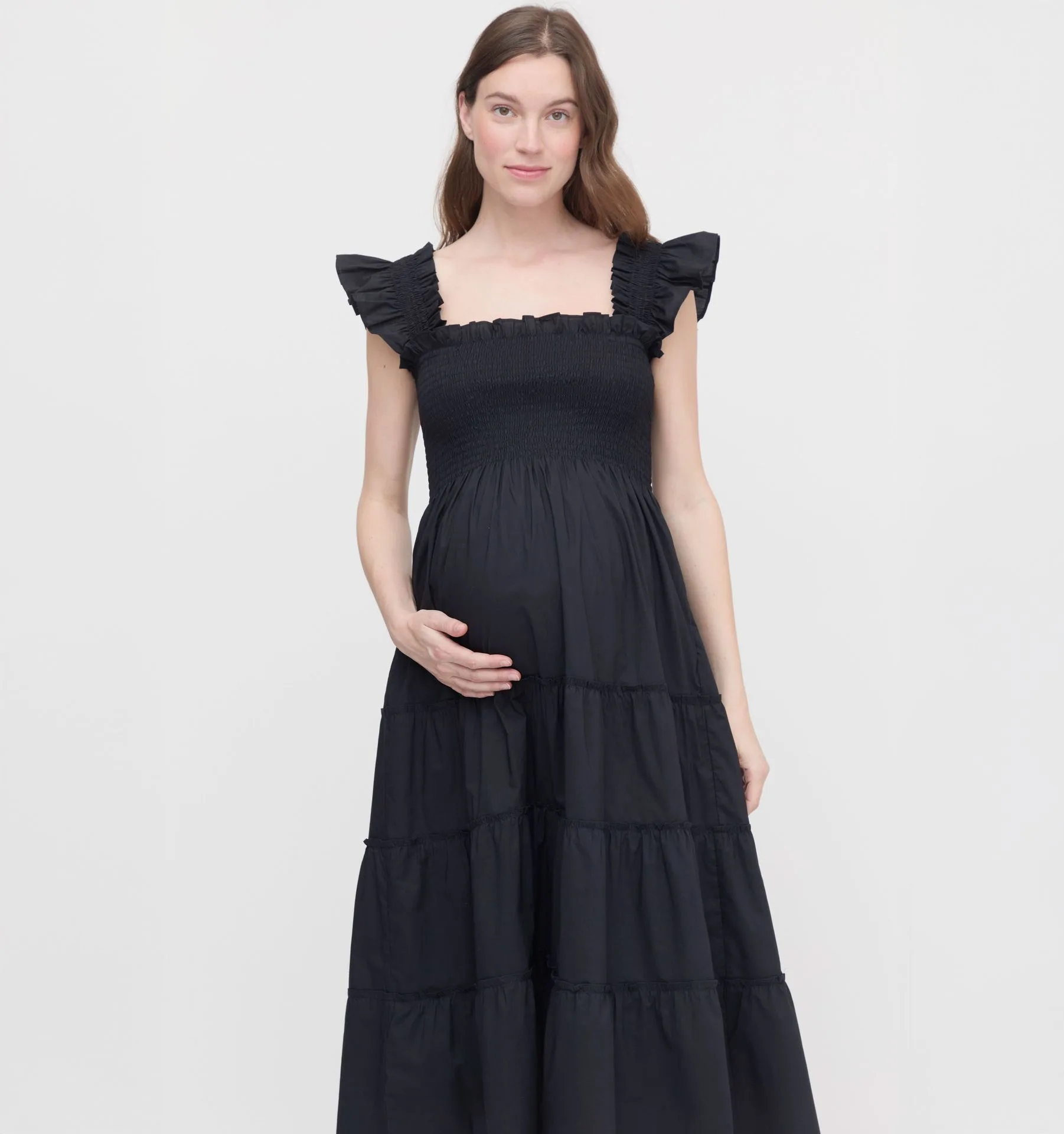 The Maternity Ellie Nap Dress - Black Cotton