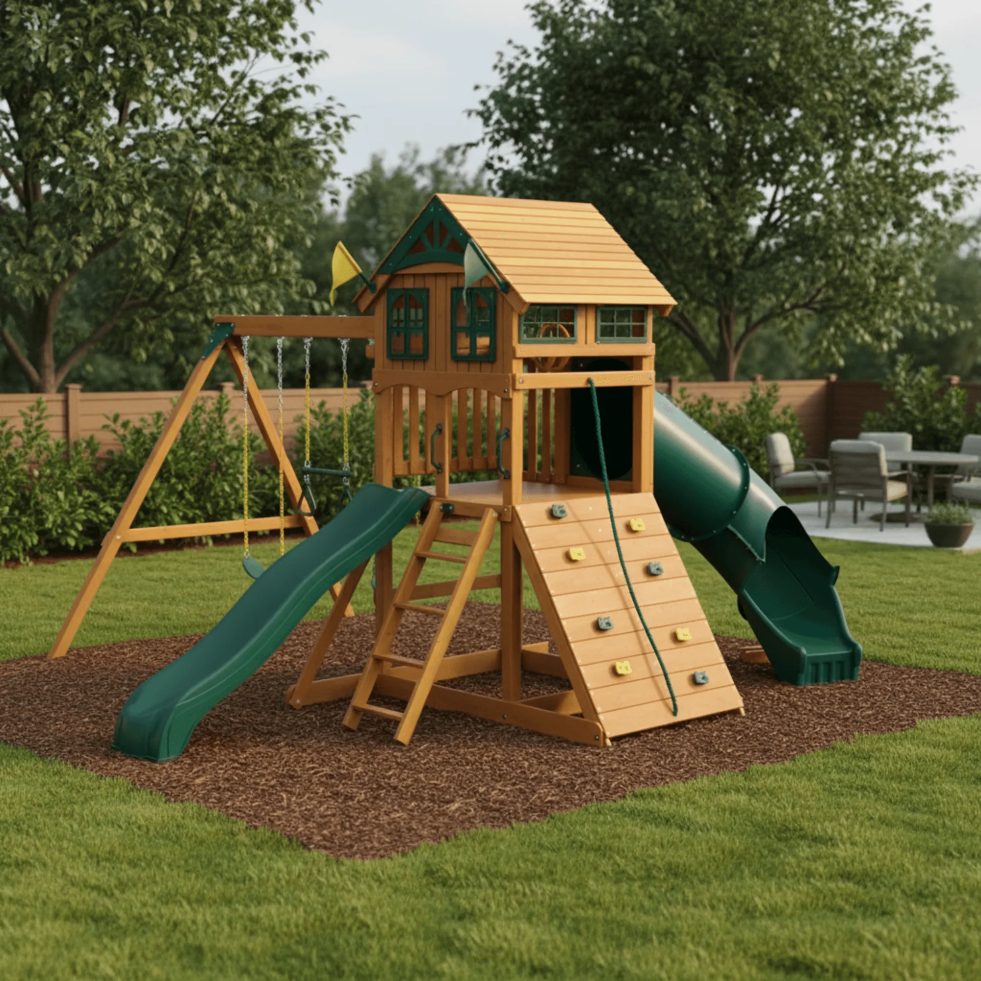 Outing Swing Set with Tube Slide