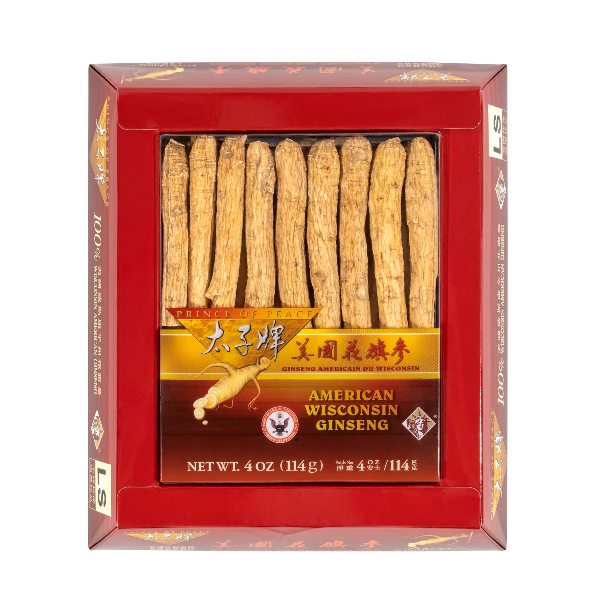 Prince of Peace Wisconsin American Ginseng Raíces Largas Pequeñas, 4oz