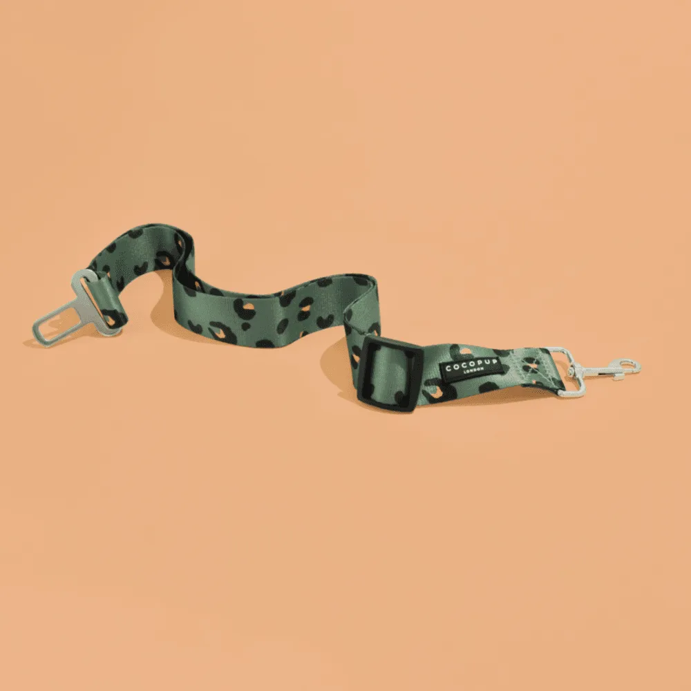 Seat Belt Restraint - Khaki Leopard