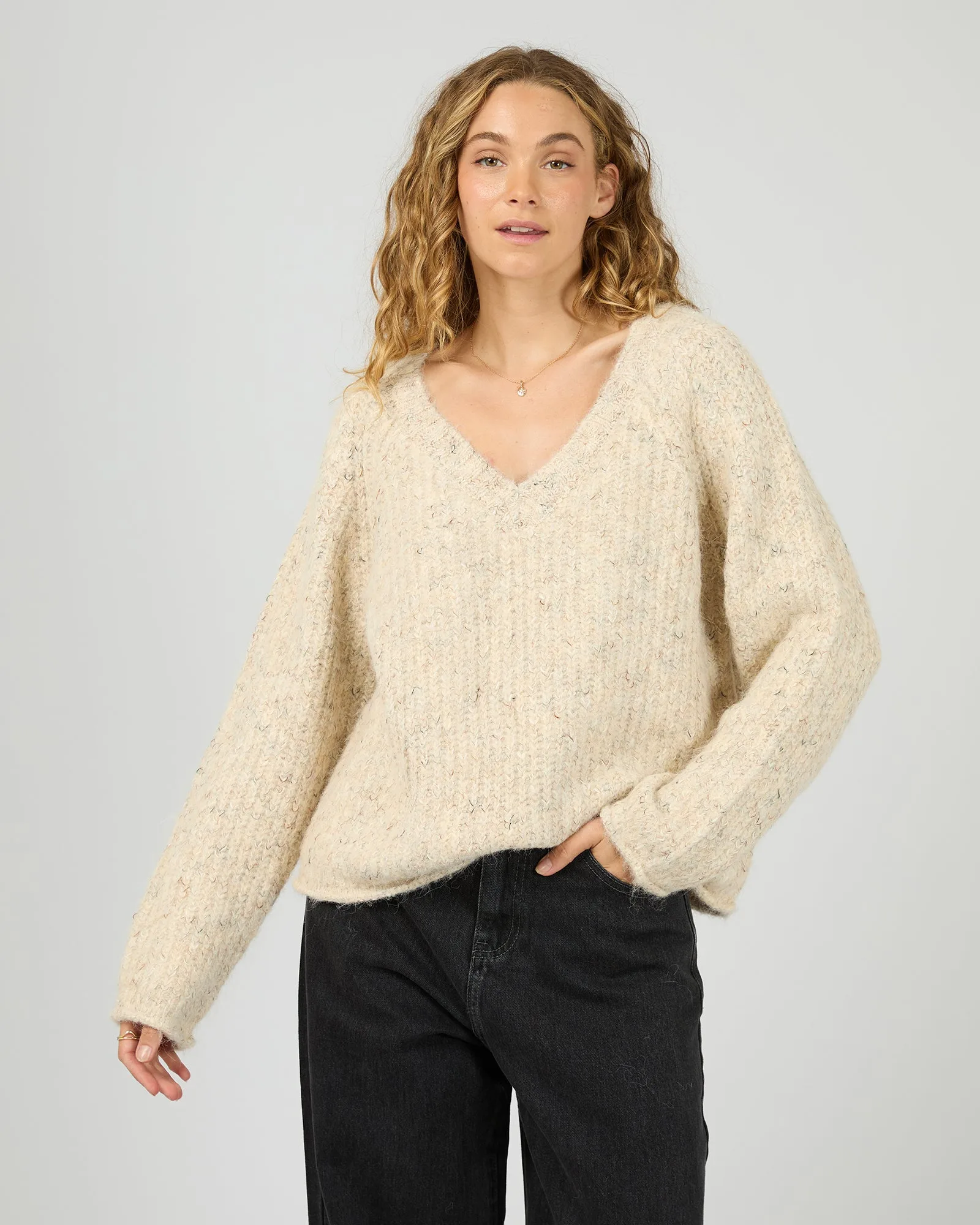Devon V Neck Jumper Vanilla