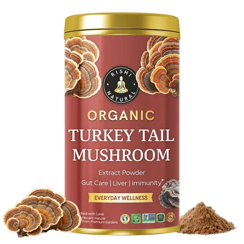 Organiczny proszek z ekstraktu grzyba Turkey Tail – zwiększa wytrzymałość, wspiera odporność, zdrowie wątroby i jelit | 100% naturalny i organiczny
