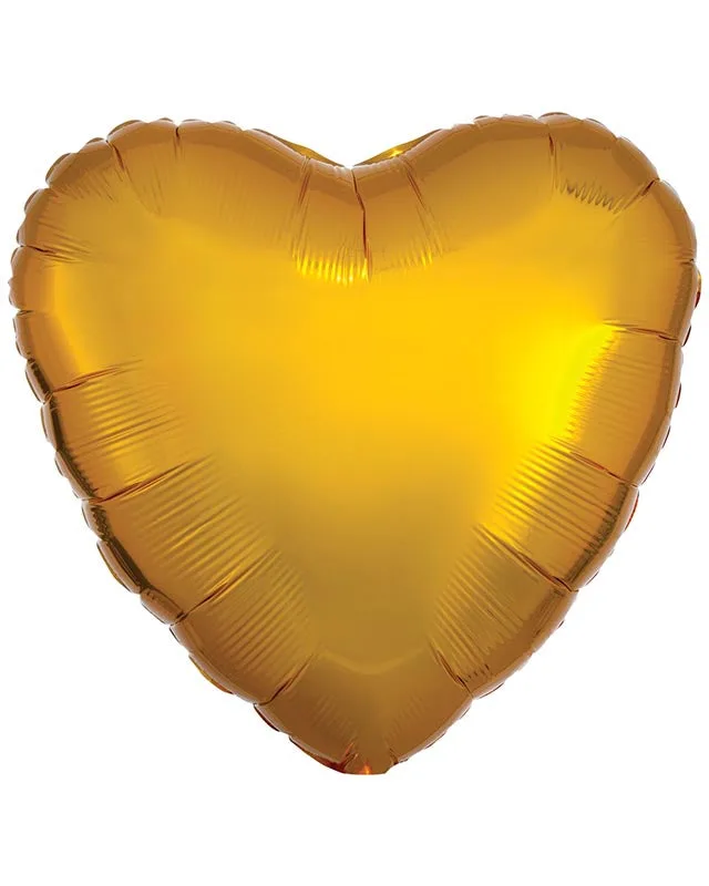 Balão coração dourado com acabamento metálico - 18" de foil (sem embalagem)