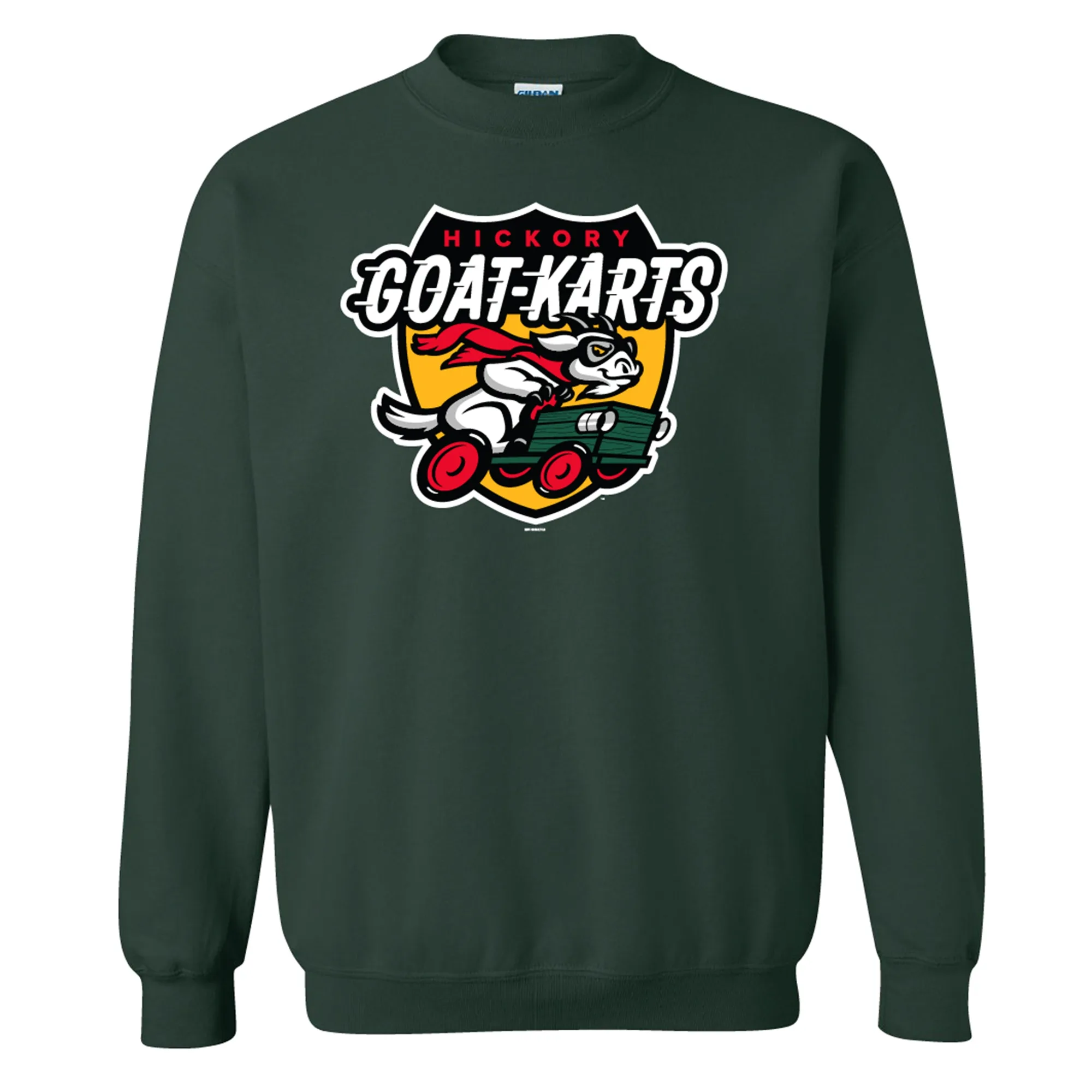 Hickory Crawdads Forest Green Hickory Goat-Karts Mens Crewneck Sweatshirt