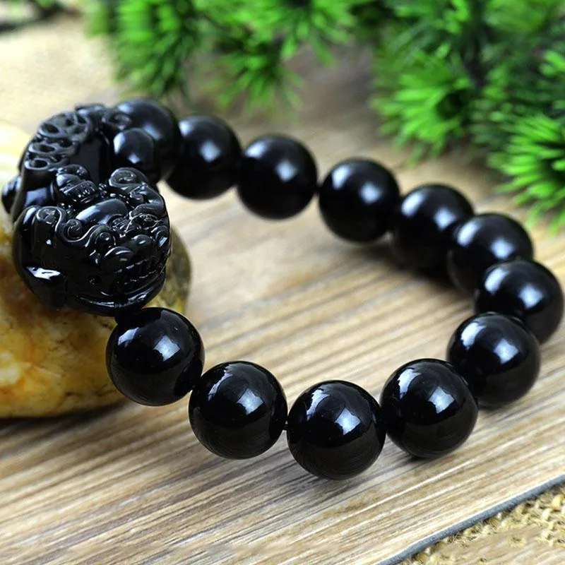 Buddha & Karma Schwarzer Obsidian Pixiu Armband - Vermögensschutz