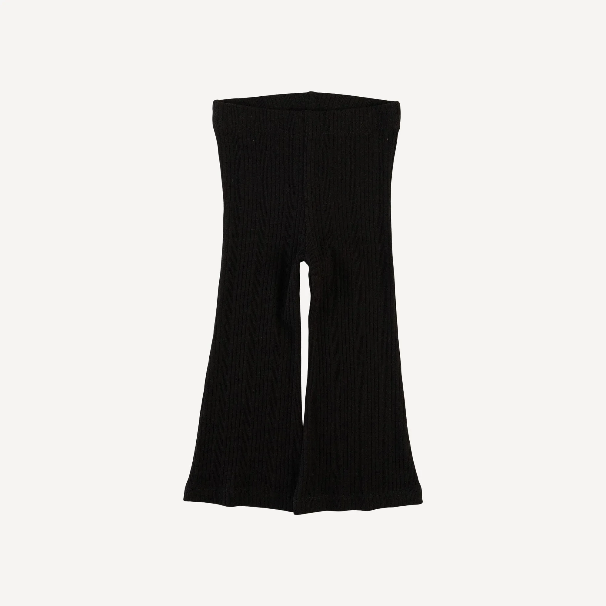 flare leg pant | black | organic cotton multi rib