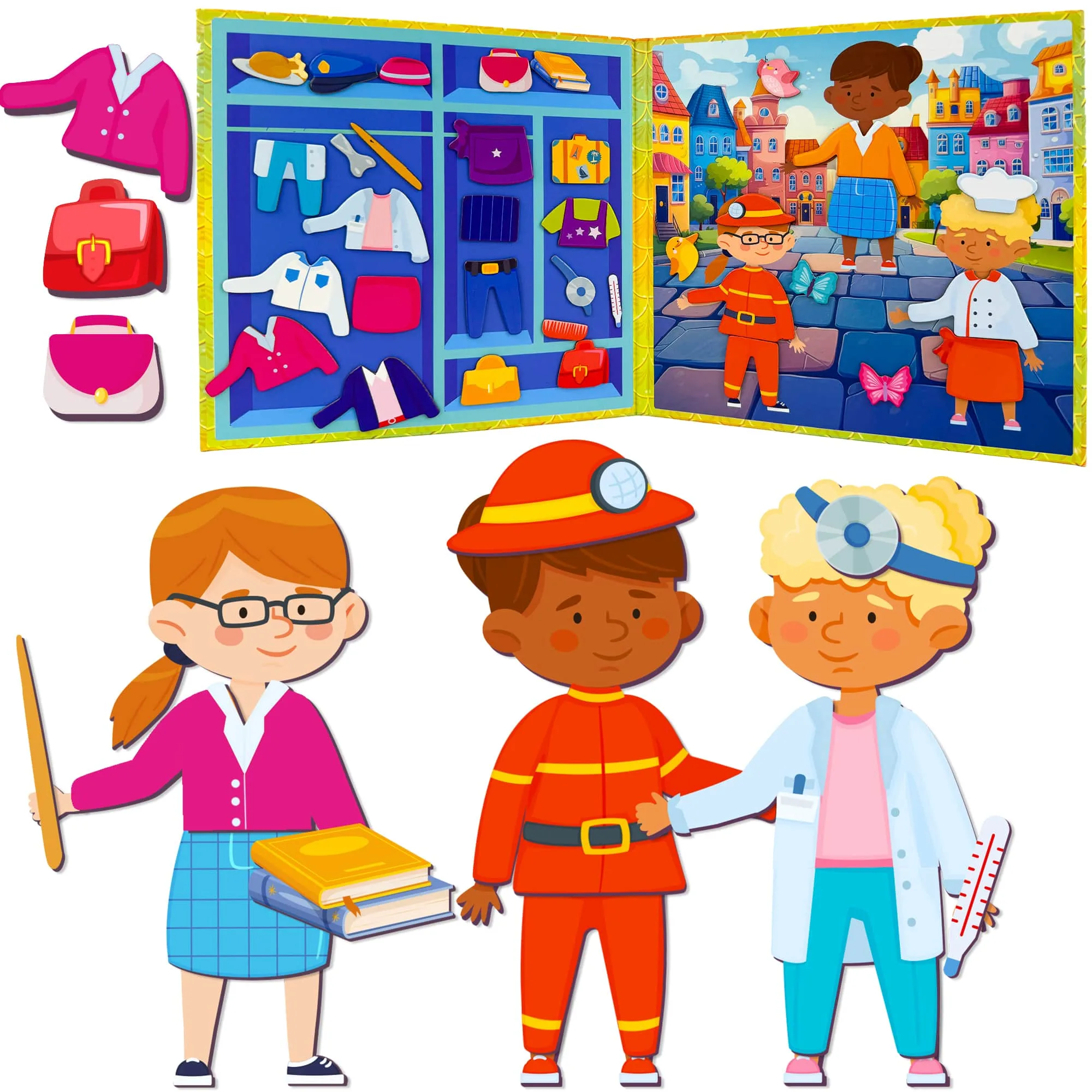 Magnetic Dress-Up Dolls for Kids 35 Magnetic Pcs | Profession