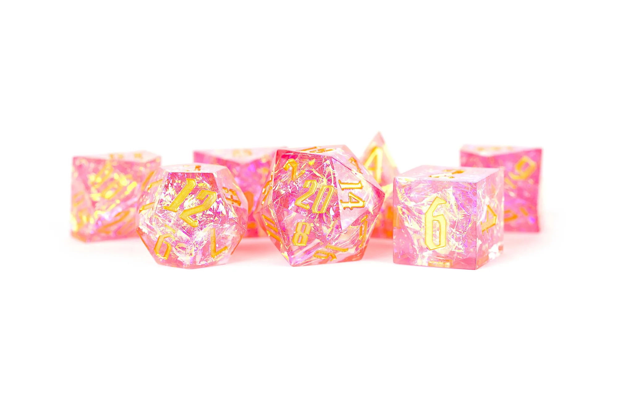 Hand Crafted Sharp Edge Dice: Pink Pyre
