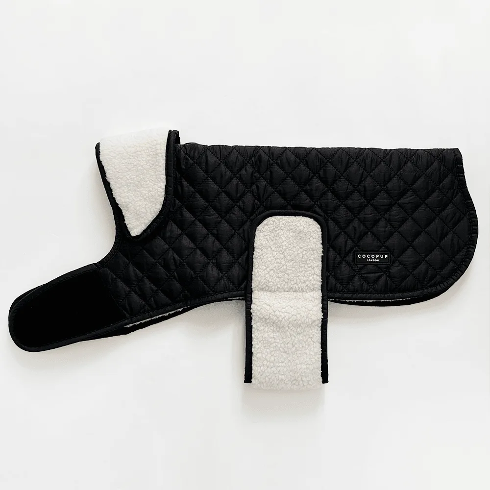 Quilted Dog Coat - Midnight Black