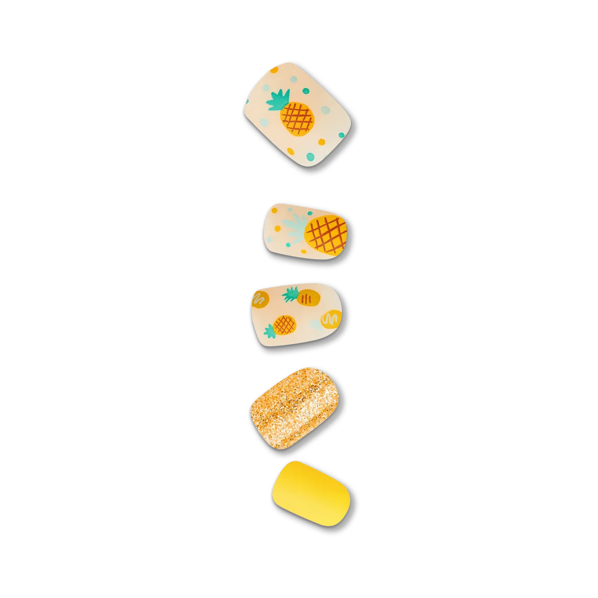 Impress Design No Glue Fake Press On Nails - Sun Daze | Design, Geel, Kort, Squoval, Manicure