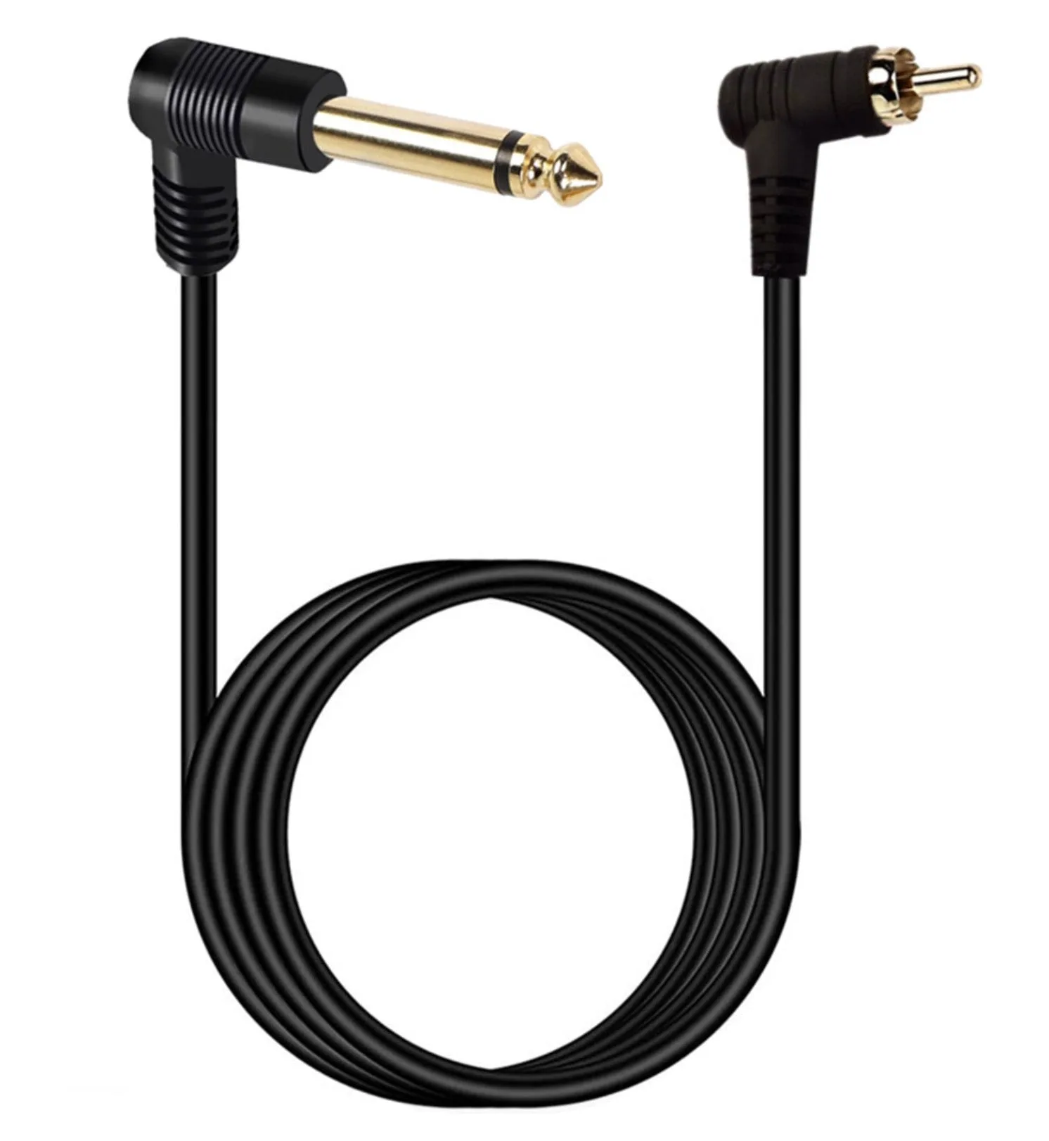 Câble audio RCA vers 6,35mm (1/4") TS – Cordon de raccordement mono jack coudé vers RCA mâle 2m