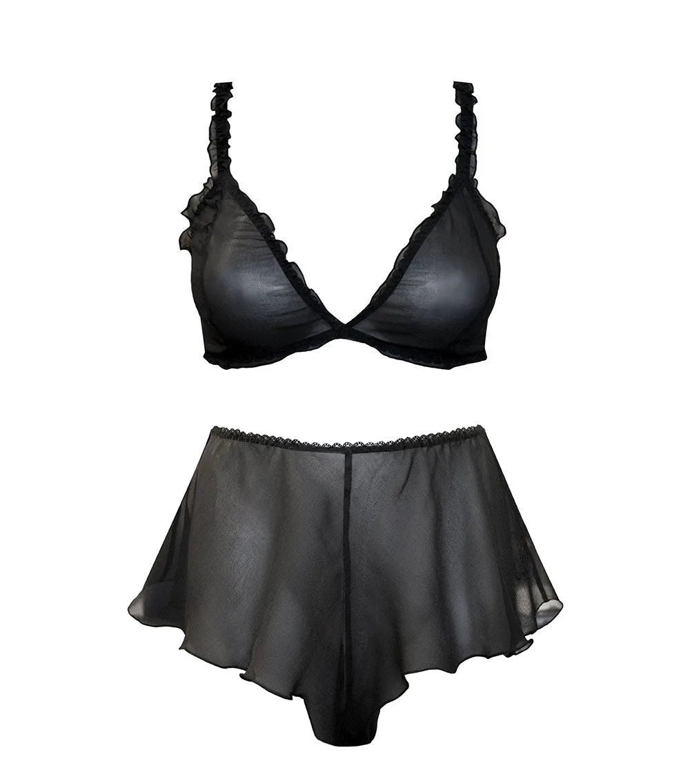 Daze Black Silk Flare Set