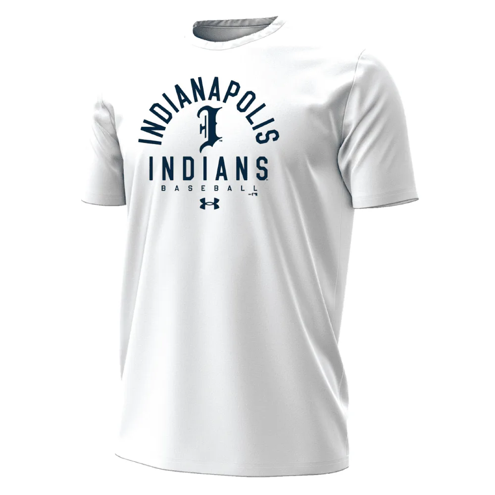 Indianapolis Indians Adult White Road Under Armour Performance Cotton Tee