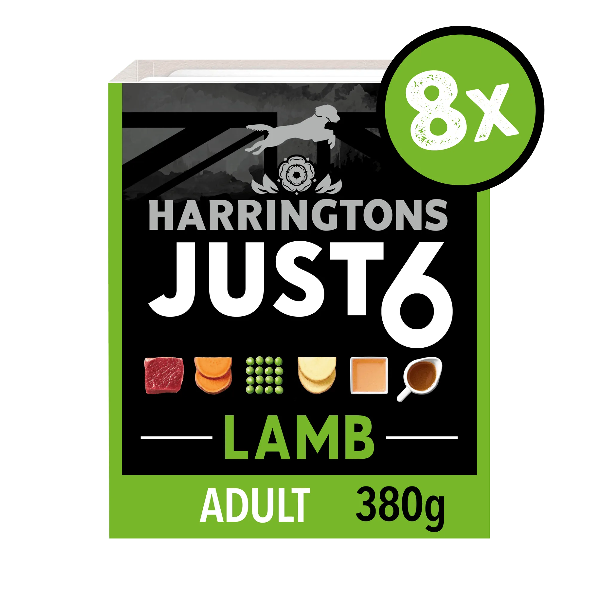 Just 6 Lamb with Vegetables & Gravy Complete Grain-Free Wet Dog Food 8 x 380g