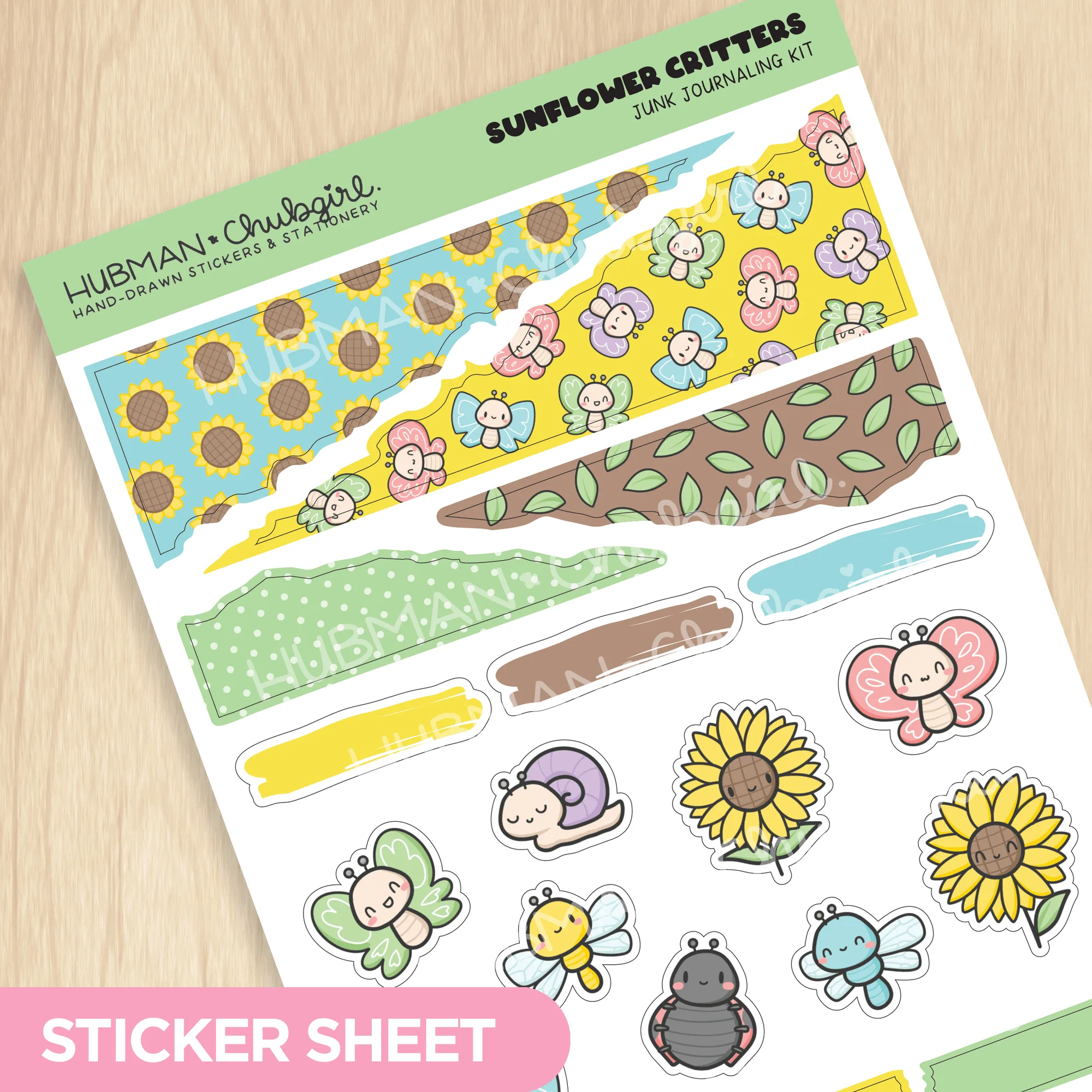 Sonnenblumen-Tierchen Junk Journaling Kit