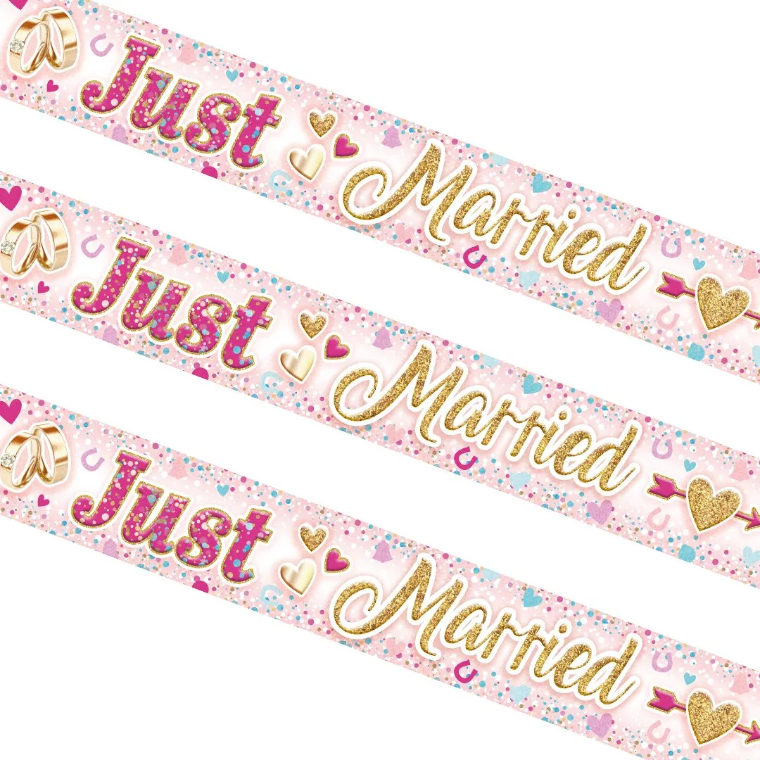Just Married Wedding Day Foil Banner 2.7m