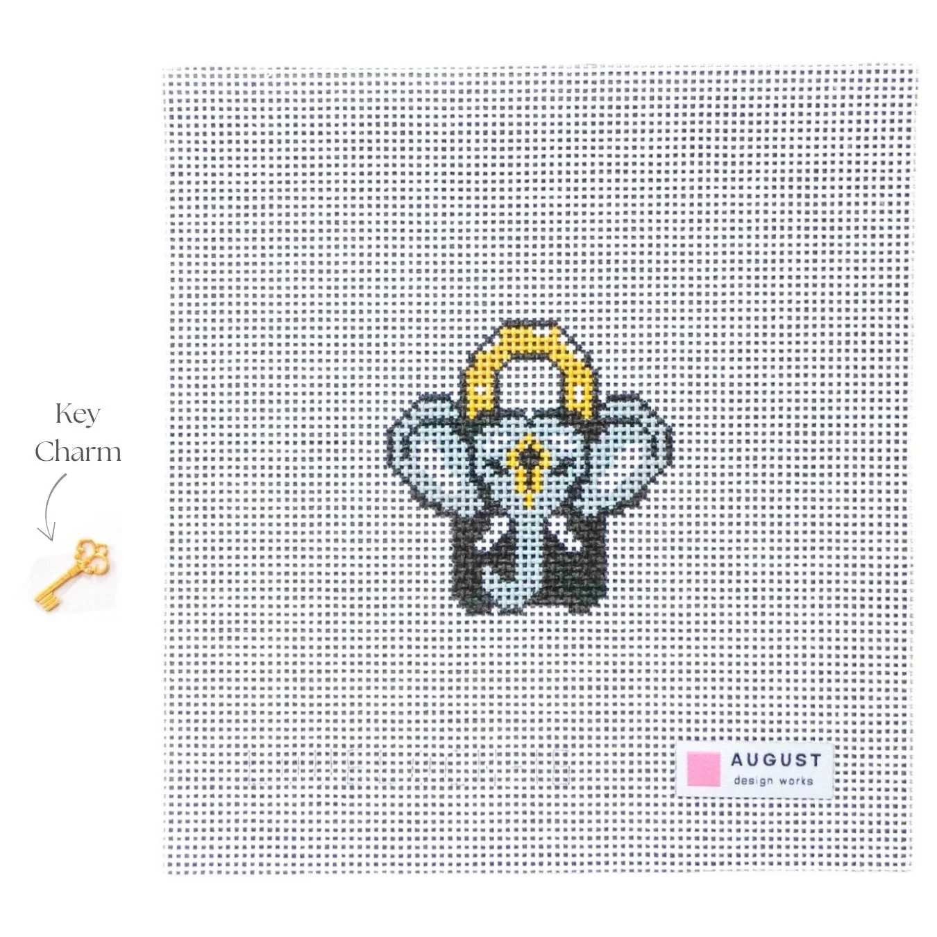 Elephant Love Lock - Needlepoint Canvas + Key Charm (Wholesale)