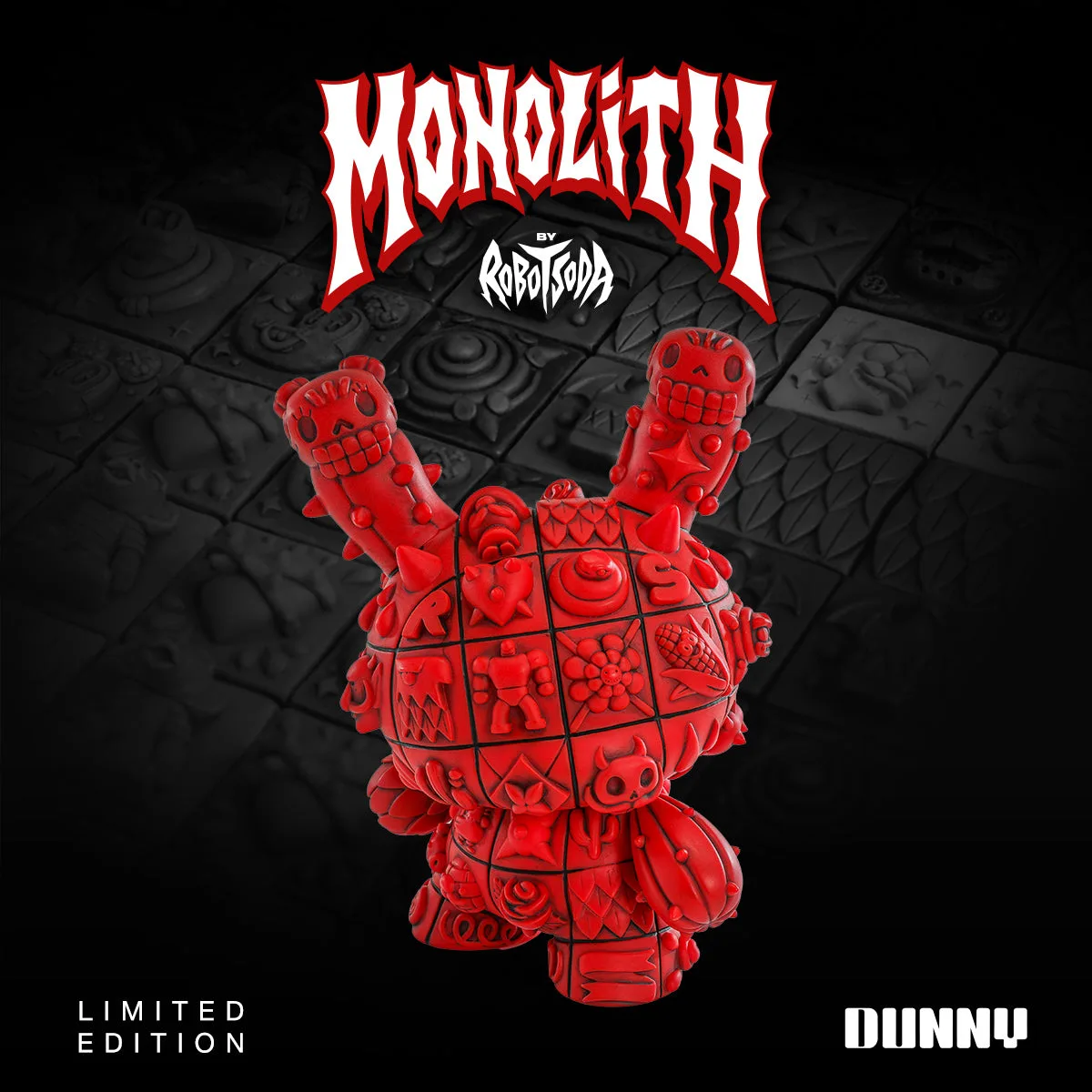 MONOLITH Dunny 8" skulpturert vinylkunstfigur av ROBOT SODA - Sangre-utgave (begrenset til 150)