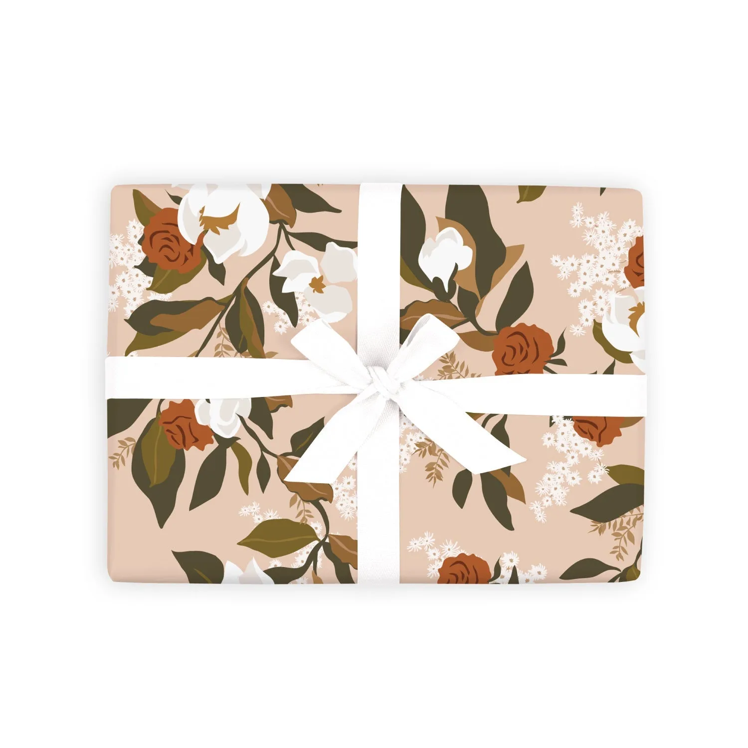 Rose Magnolias Gift Wrap Flat Sheet - 12 Sheet Pack
