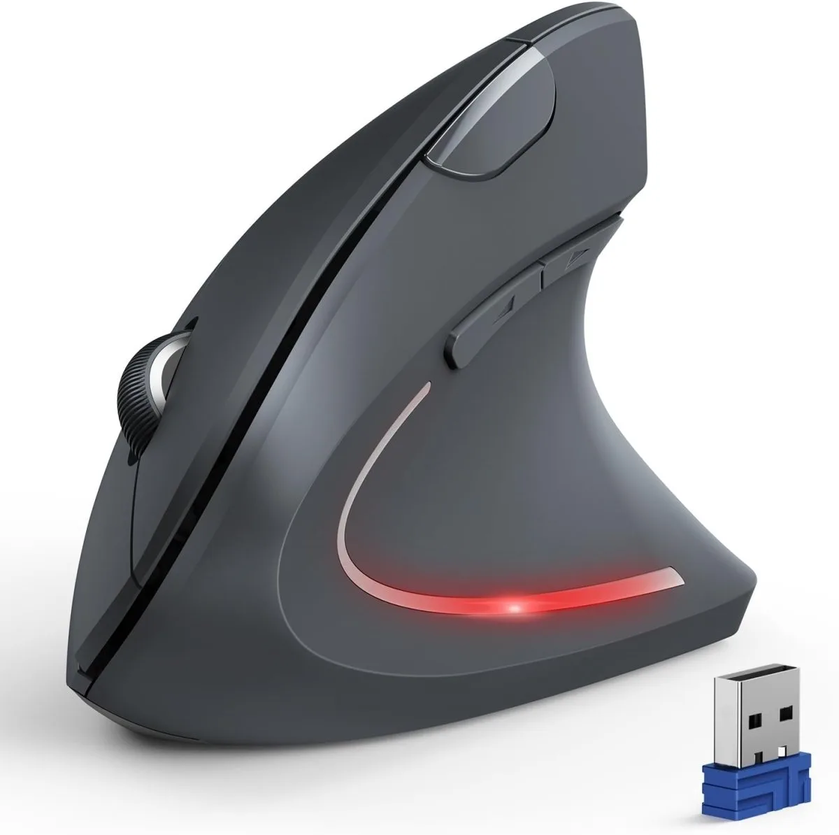 ماوس TECKNET المريح، ماوس عمودي لاسلكي بتقنية Bluetooth، تتبع بصري 4800 DPI، 6 مستويات DPI قابلة للضبط، نقرات هادئة، 2.4 جيجاهرتز مع مستقبل USB A، بطارية تدوم 12 شهرًا، 6 أزرار، تو