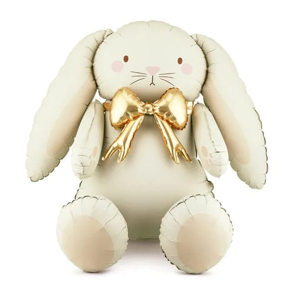 Sitzender Creme-Hase Folienballon