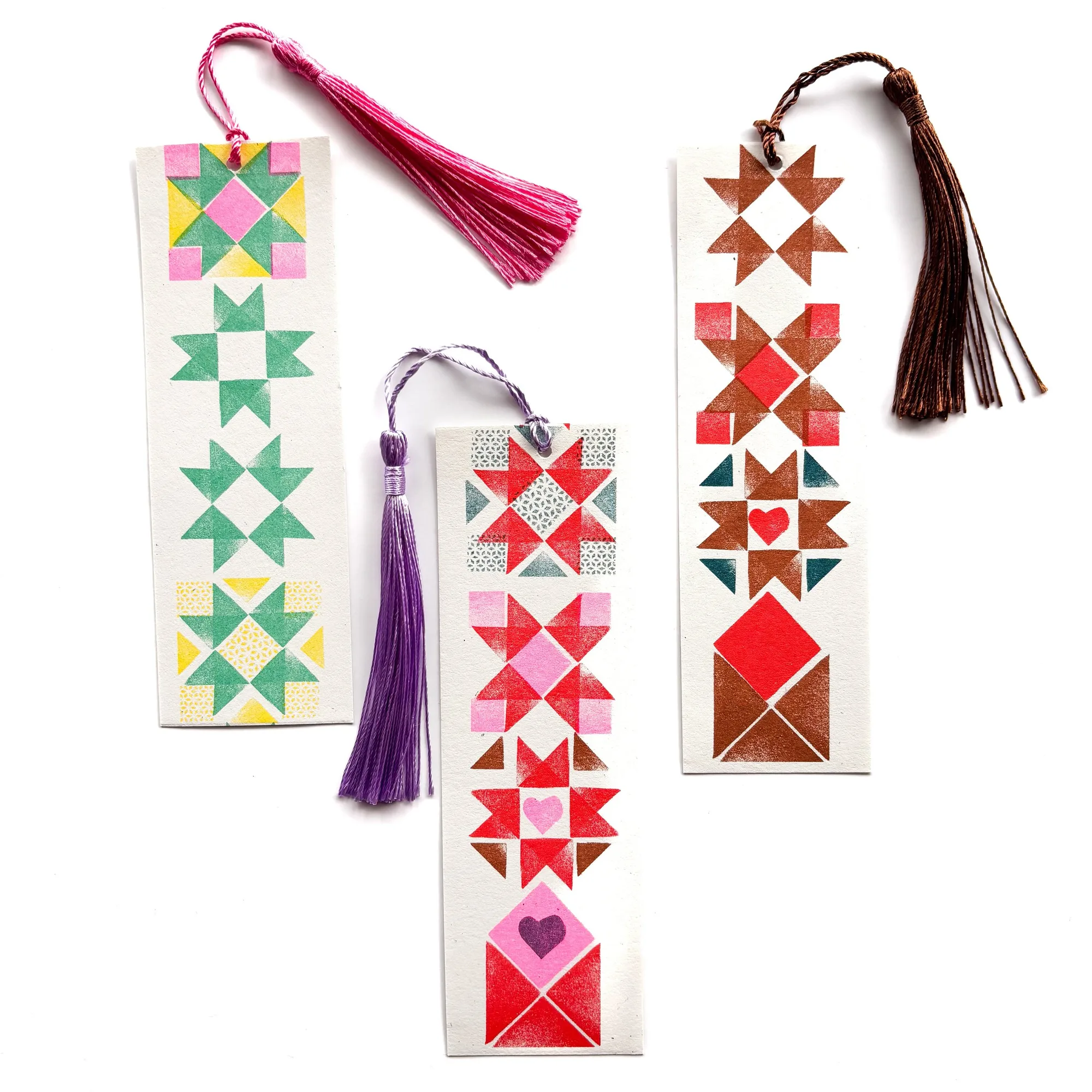 Set of Three Startoothed Patterned Riso Bookmarks