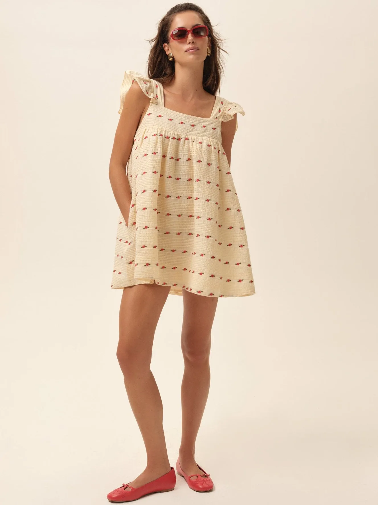 Aster babydoll mini šaty — bílá