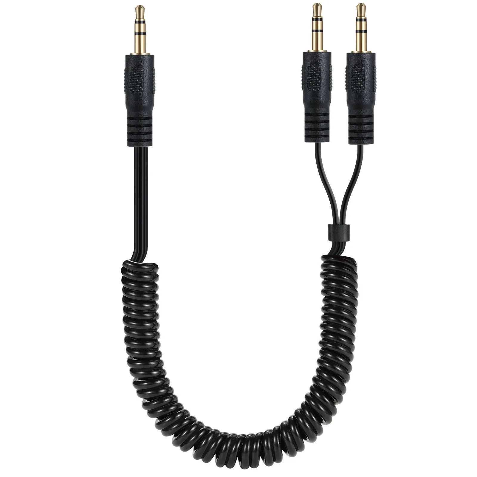 3.5mm Male to Dual 3.5mm Male Stereo Audio Y Splitter Cable 1 to 2 Coiled